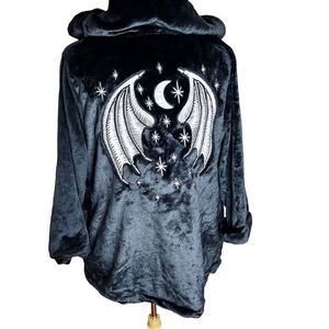 Dolls Kill X Strawberry Shortcake Hunt The Night Robe Fuzzy jacket Black Size XS